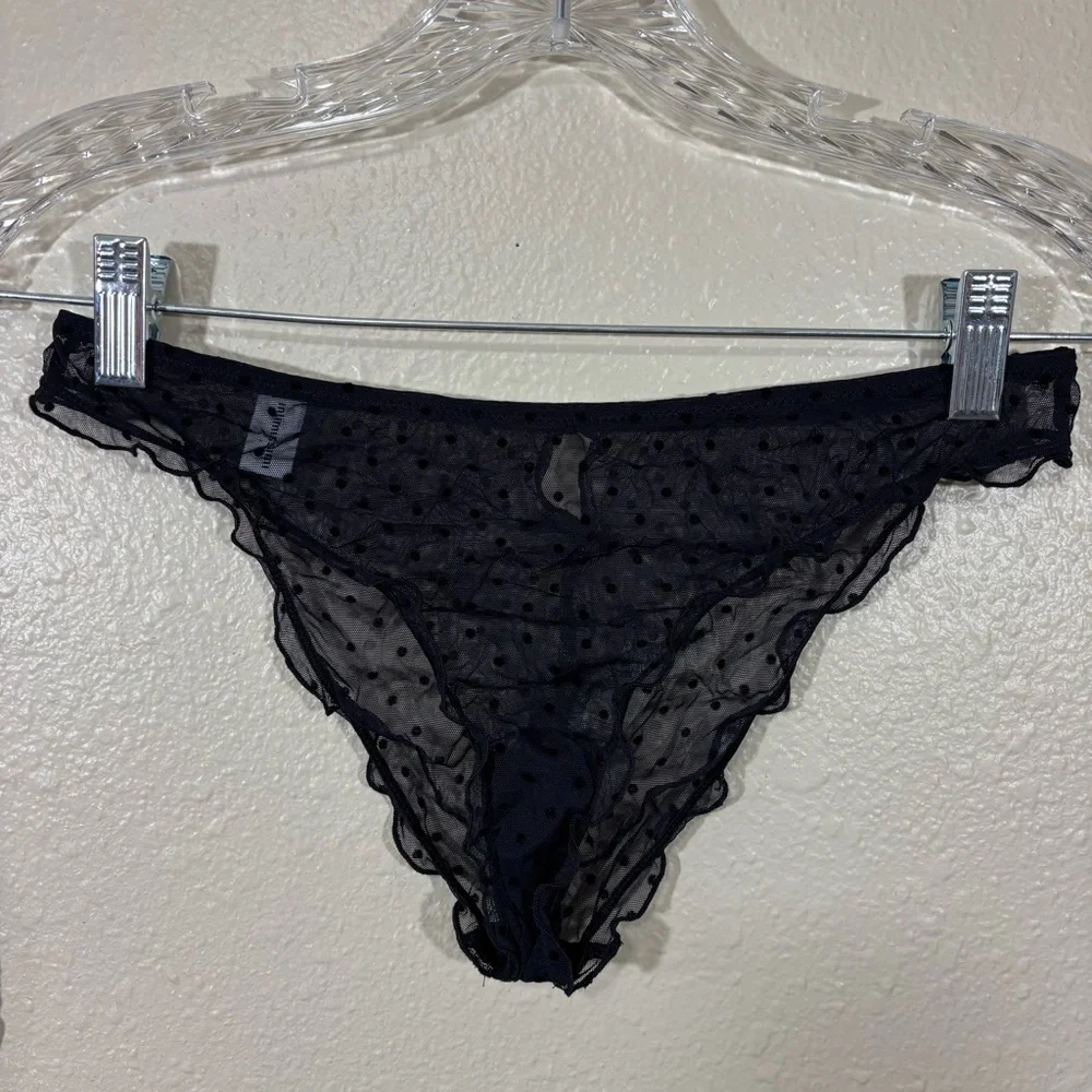 Intimissimi Black Polka-Dot Sheer Mesh Lingerie Set Size S